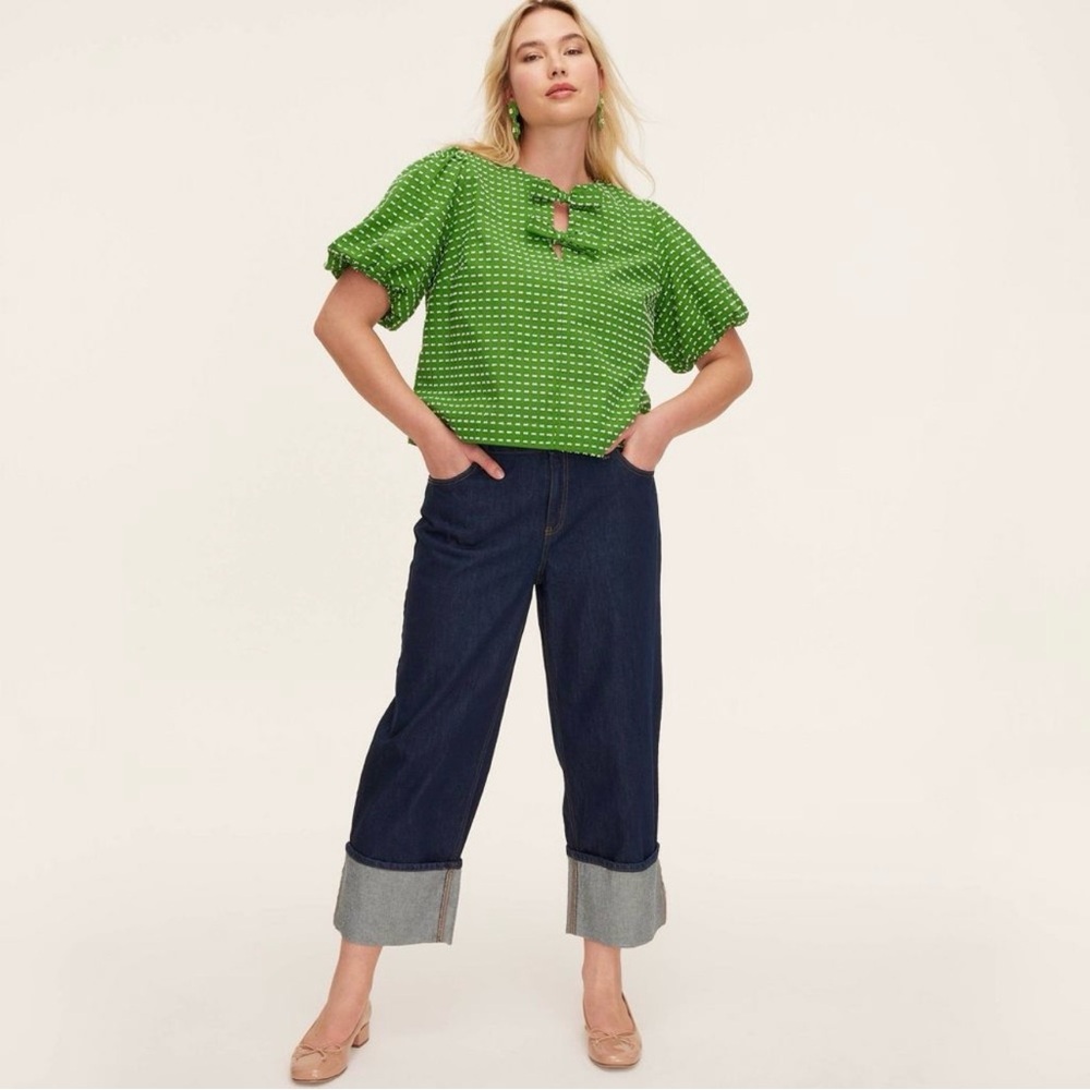 Kate Spade NewYork xTarget High Rise Straight Leg Wide Cuff Women's Jeans. SZ 14